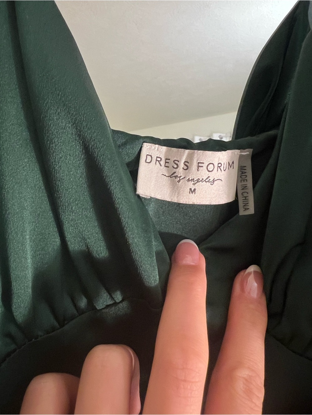 DRESS FORUM Emerald Green Satin Midi Slip Dress with High Slit - Picture 8 of 9